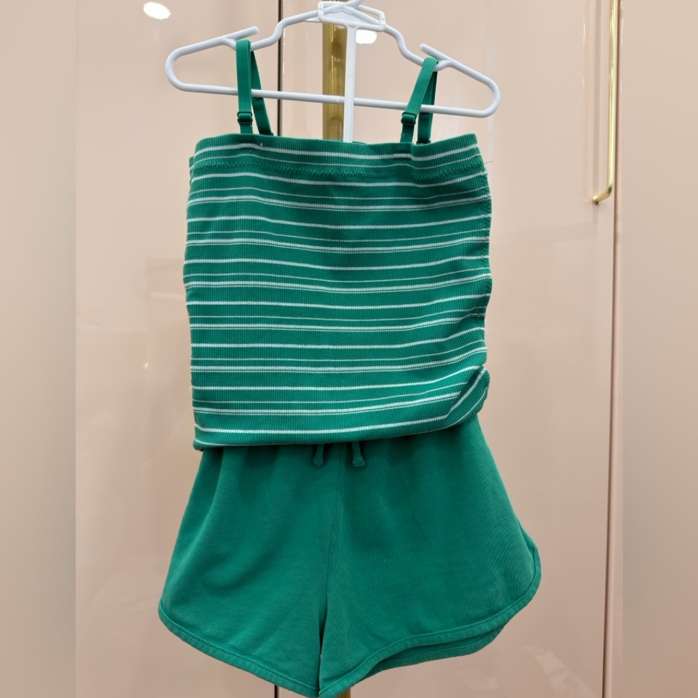 Art Class Green Striped Kids Matching Set